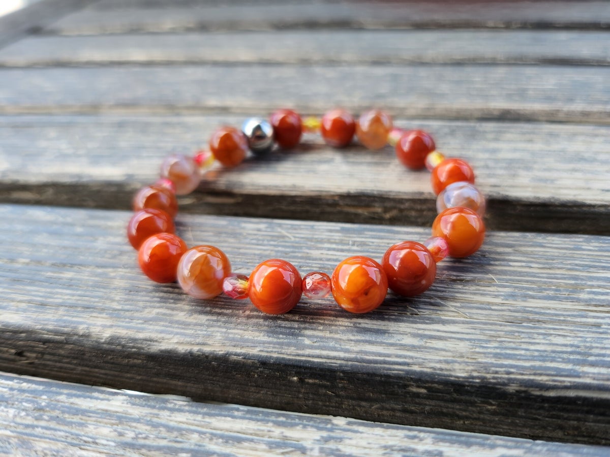 Sunset Orange Gemstone Stretch Bracelet | Elevated Elements 5280