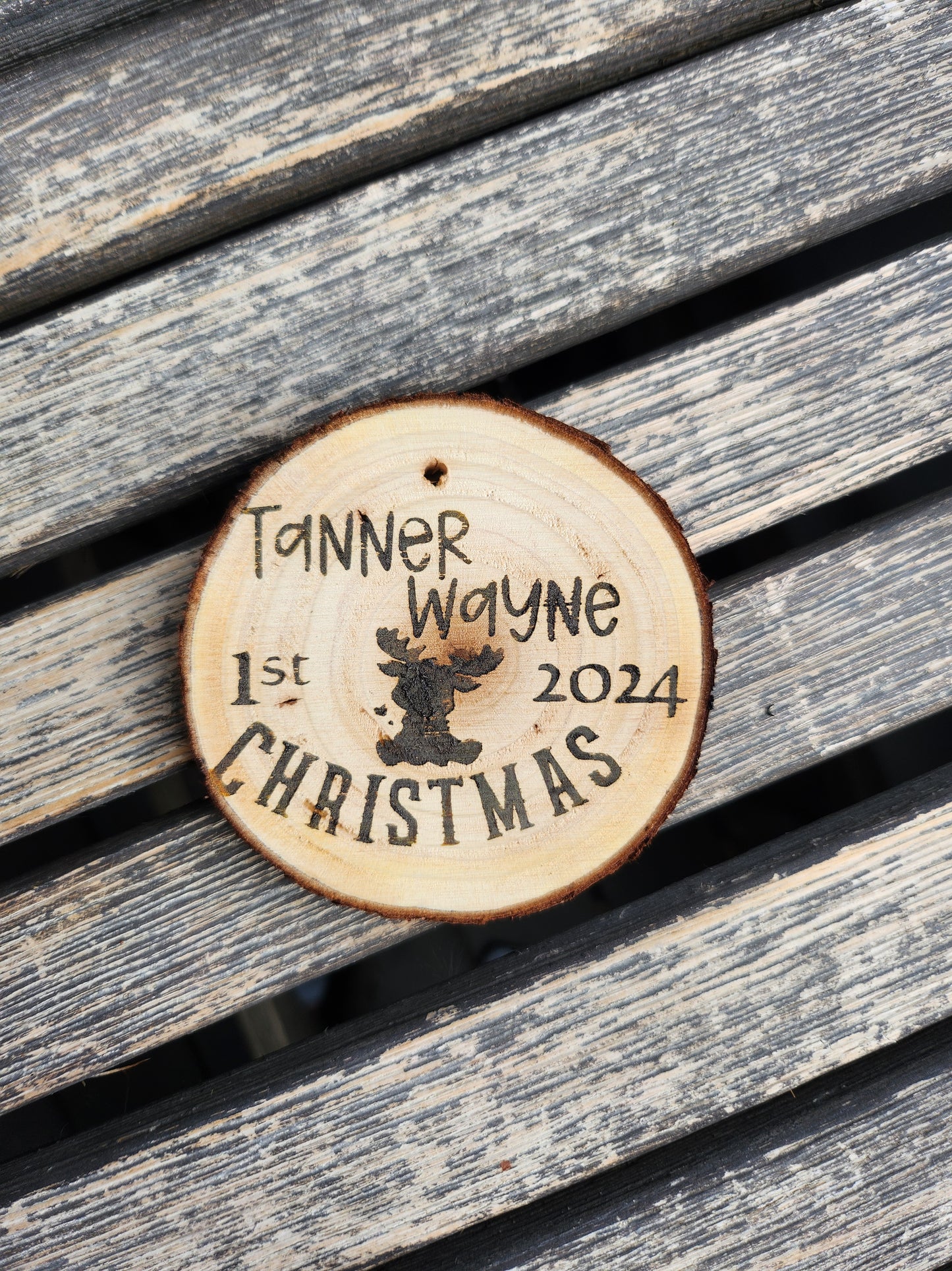 Custom wood burnt ornaments