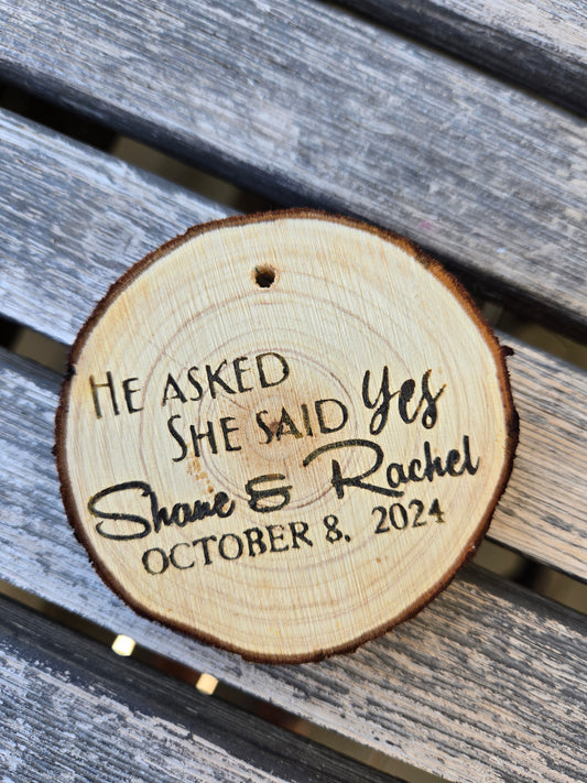 Custom wood burnt ornaments
