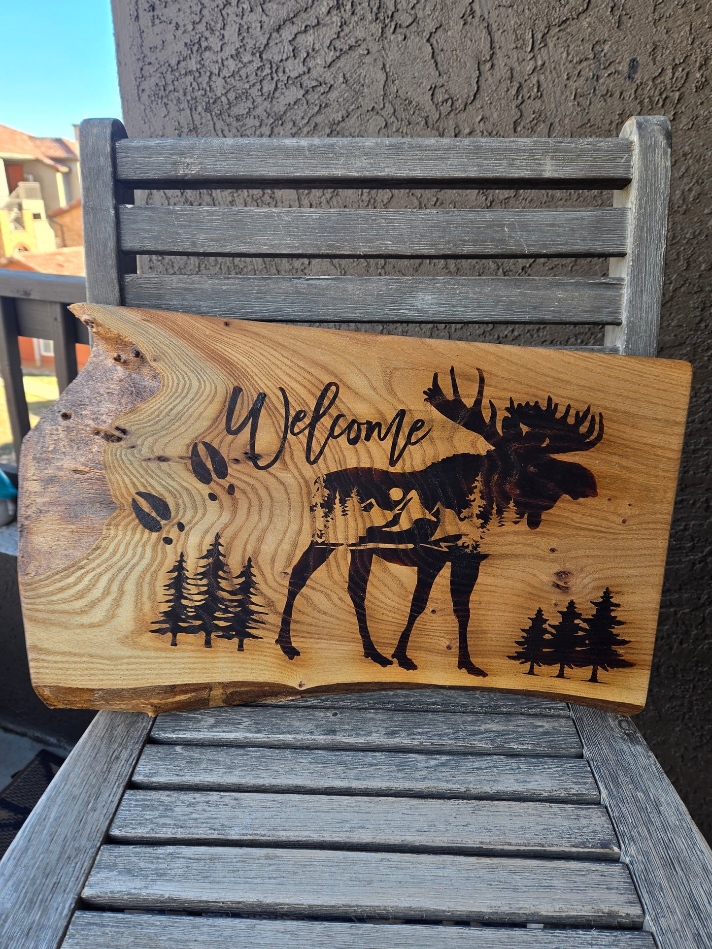 Welcome Wildlife Wood Burnt Signs Moose Large Sign